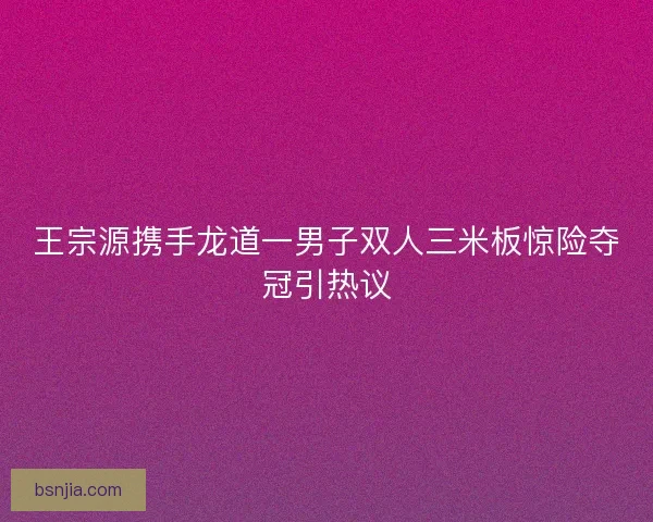 王宗源携手龙道一男子双人三米板惊险夺冠引热议