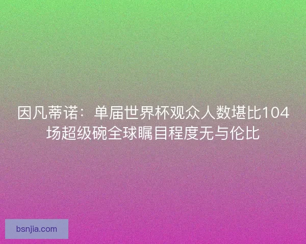 因凡蒂诺：单届世界杯观众人数堪比104场超级碗全球瞩目程度无与伦比